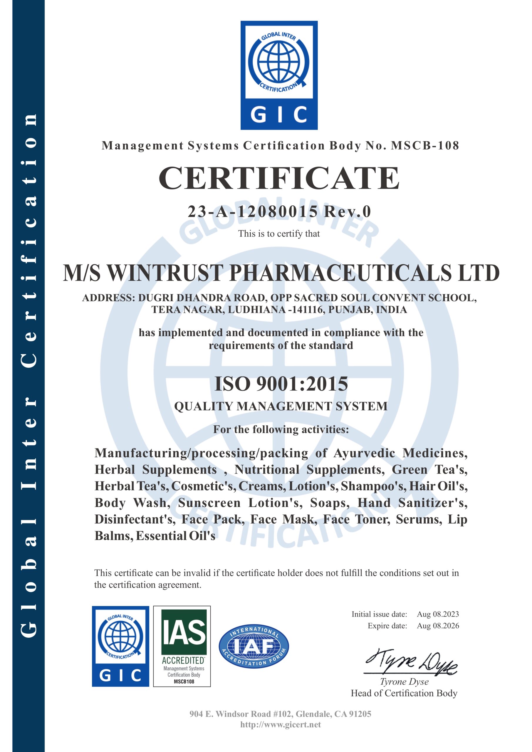 ISO Certificate