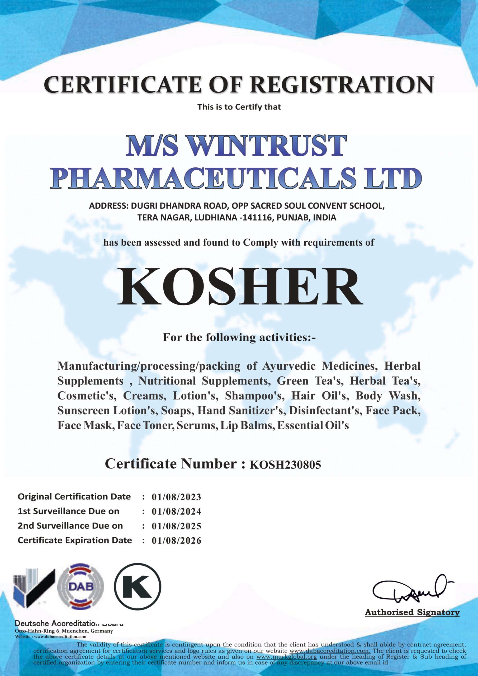 Kosher Certificate