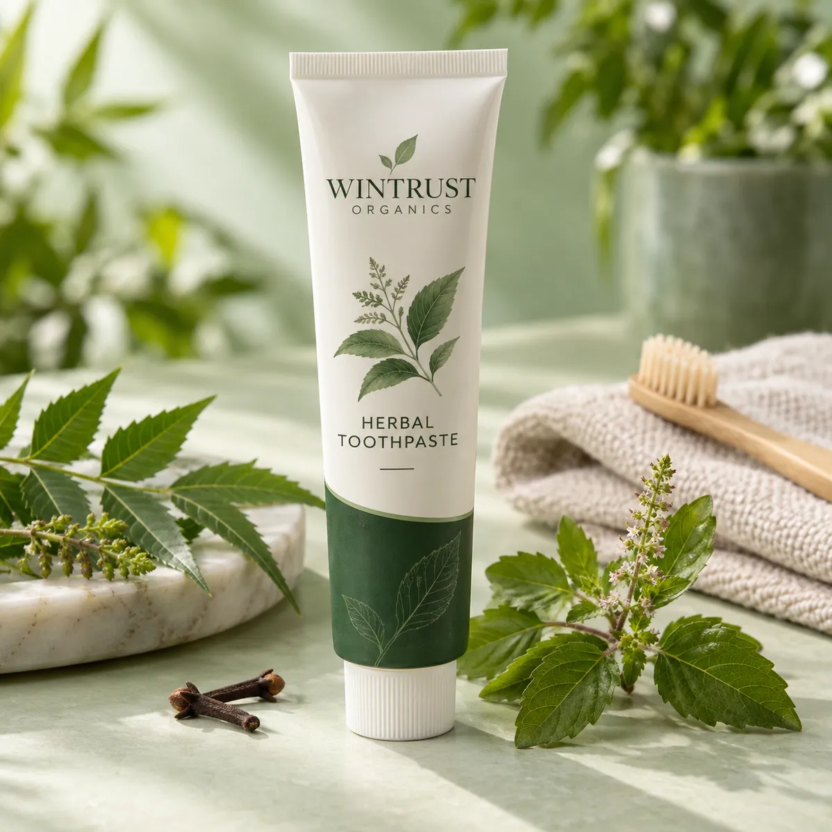 Herbal toothpaste tube